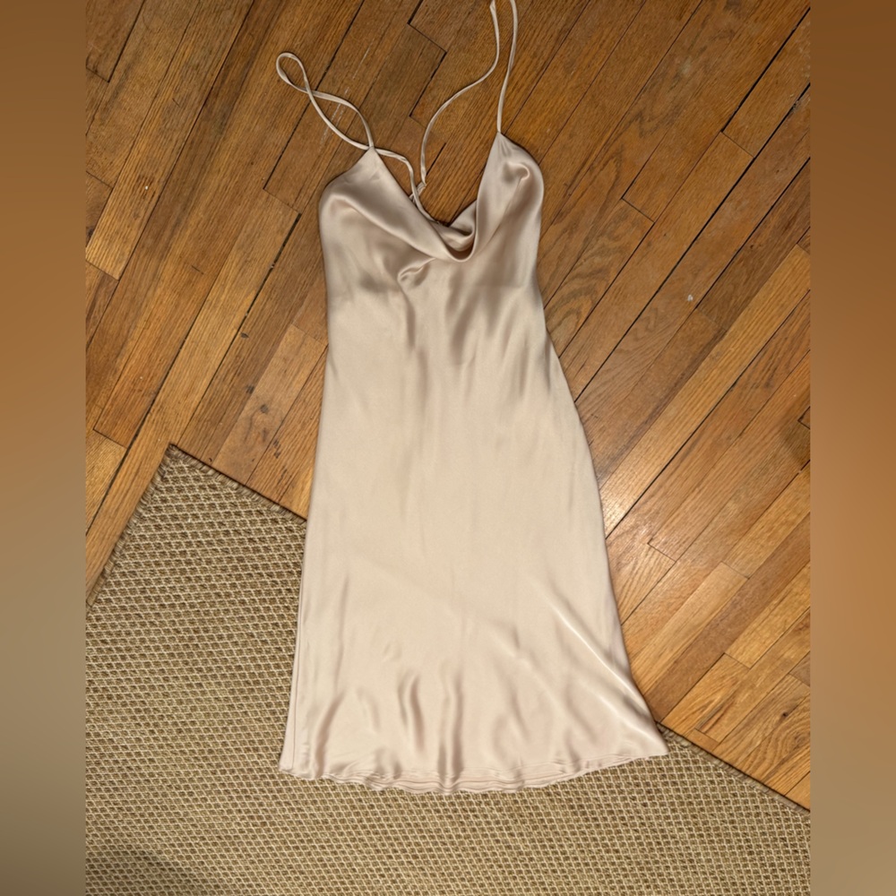 Show Me Your MuMu Champagne Satin Verona Cowl Dress